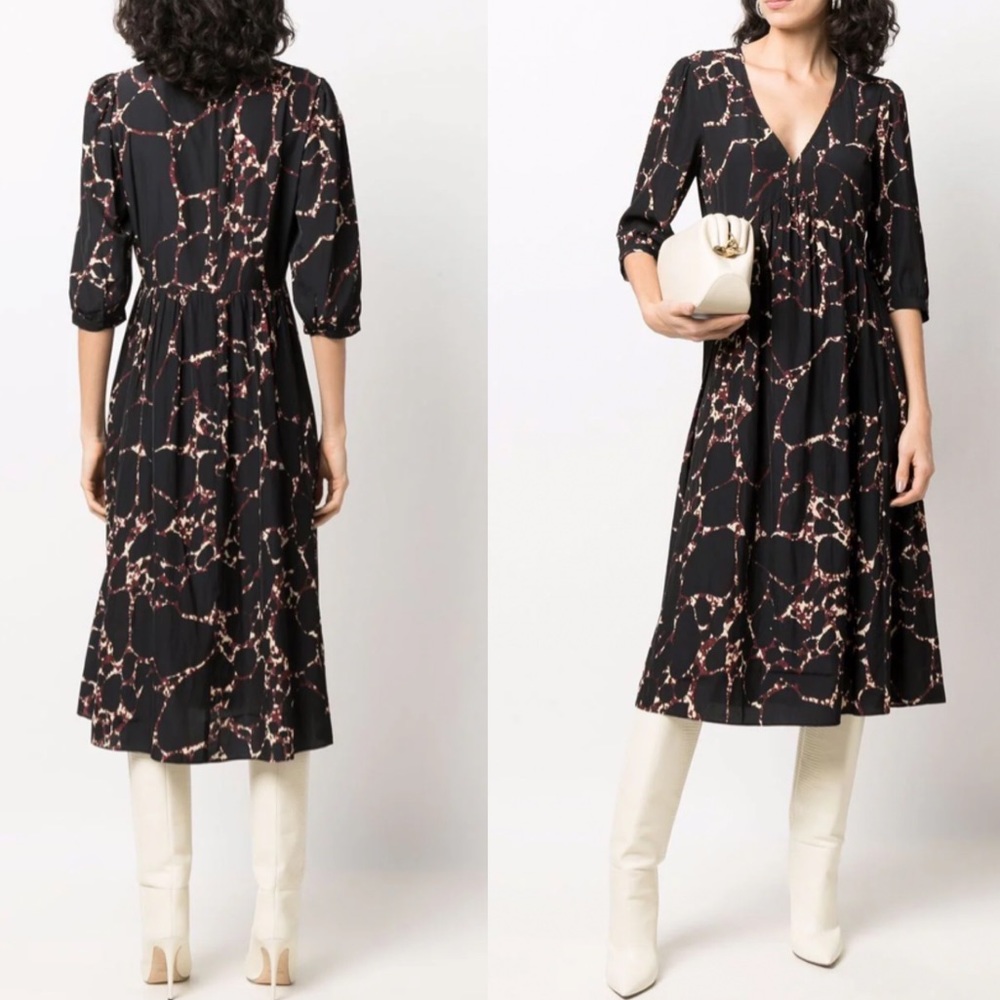 ba&sh Black and Pink Midi Dress